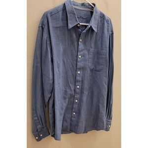 Tommy Bahama Blue Checkered 100% Linen Button Down Shirt Men's Size XL  WOW!